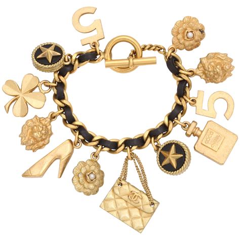 black and gold chanel charm bracelet|chanel charm bracelet price.